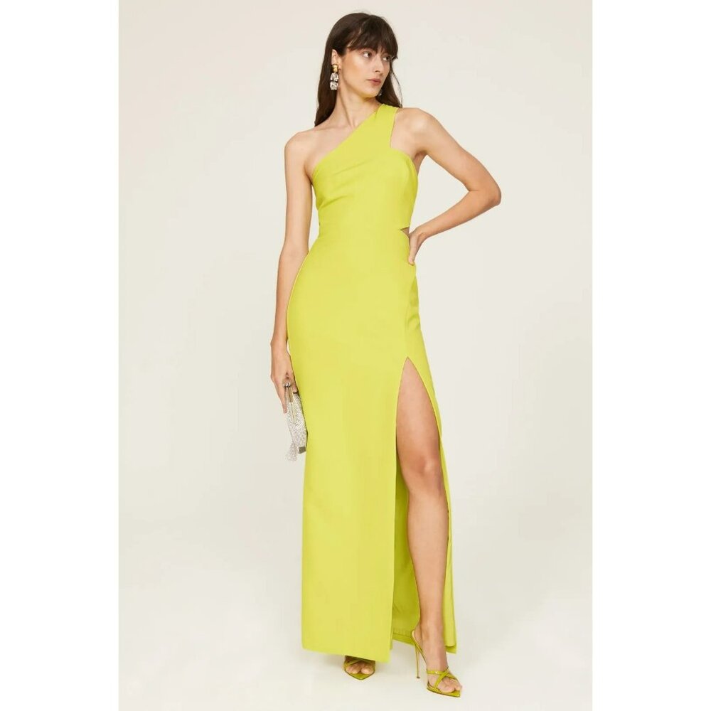 B-2. Aidan Mattox Yellow One Shoulder Gown US 4